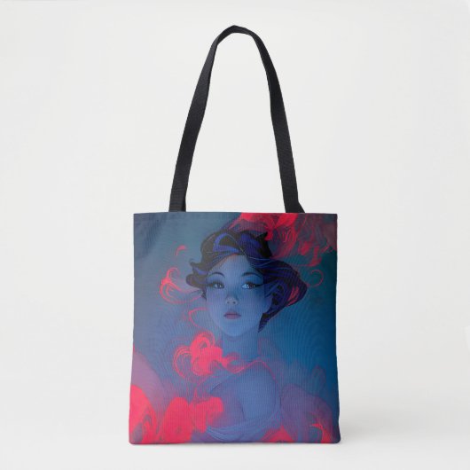 Portret van Neon Pink Anime Style Girl Tote Bag (Voorkant)