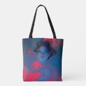 Portret van Neon Pink Anime Style Girl Tote Bag (Achterkant)