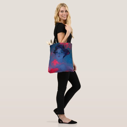 Portret van Neon Pink Anime Style Girl Tote Bag (Op model)