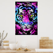 Portret van Neon Pink Tiger Head - Poster van Tige (Keuken)