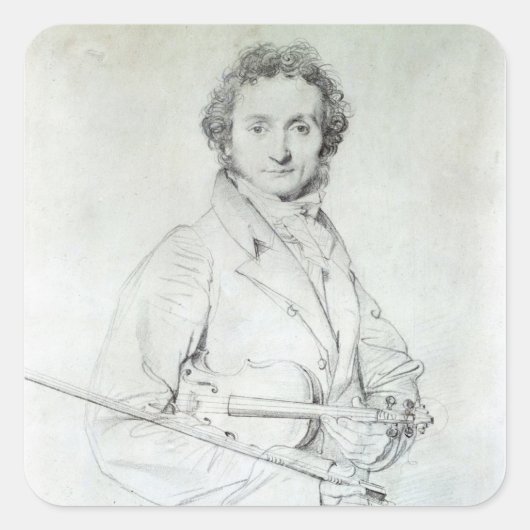 Portret van Niccolo Paganini 1819 Vierkante Sticker (Voorkant)
