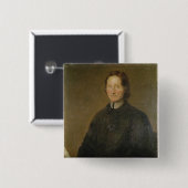 Portret van Nicolas de Malebranche Vierkante Button 5,1 Cm (Voorkant /achterkant)
