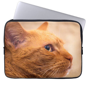 Portret van nieuwsgierige oranje tabbykat Natuurfo Laptop Sleeve