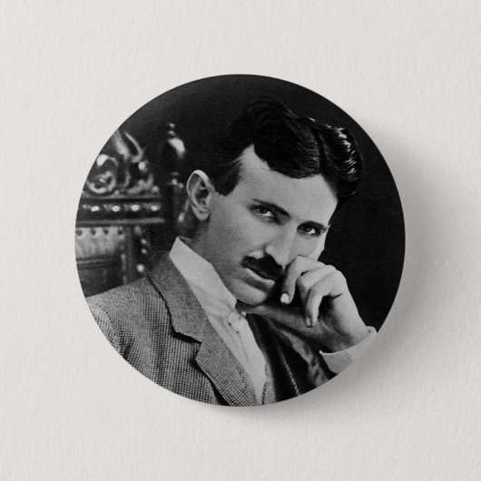 Portret van Nikola Tesla Ronde Button 5,7 Cm (Voorkant)