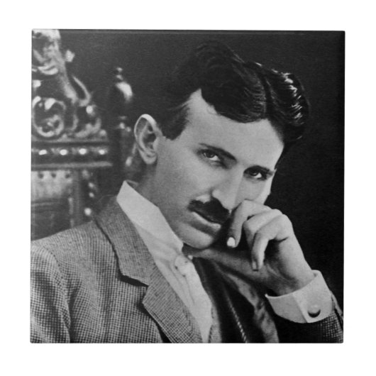 Portret van Nikola Tesla Tegeltje (Voorkant)