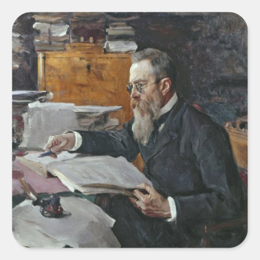 Portret van Nikolai Andreyevich Rimsky-Korsakov Vierkante Sticker (Voorkant)