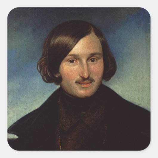 Portret van Nikolay Gogol, 1841 Vierkante Sticker (Voorkant)
