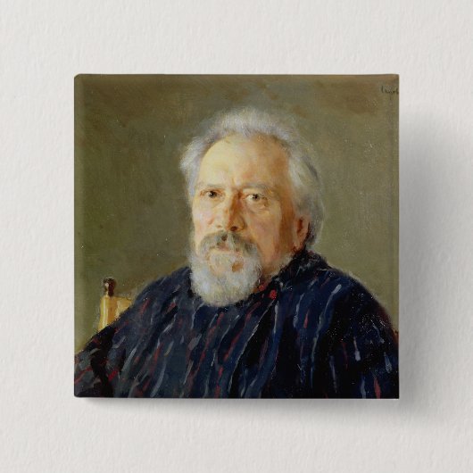 Portret van Nikolay Leskov Vierkante Button 5,1 Cm (Voorkant)