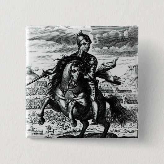 Portret van Oliver Cromwell Vierkante Button 5,1 Cm (Voorkant)