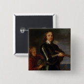 Portret van Oliver Cromwell Vierkante Button 5,1 Cm (Voorkant /achterkant)