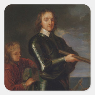 Portret van Oliver Cromwell Vierkante Sticker