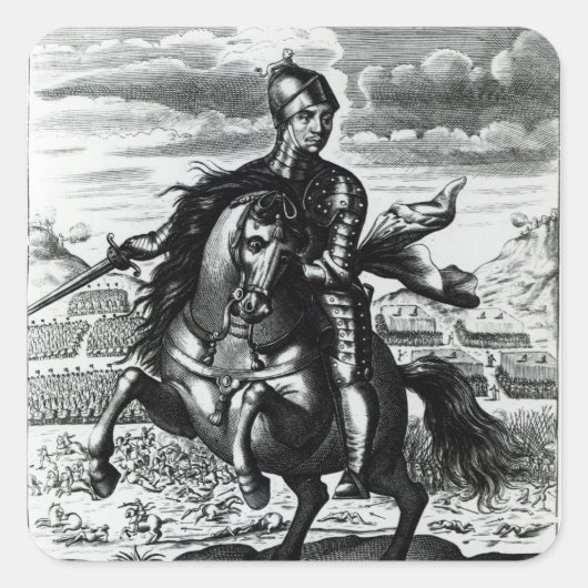 Portret van Oliver Cromwell Vierkante Sticker (Voorkant)