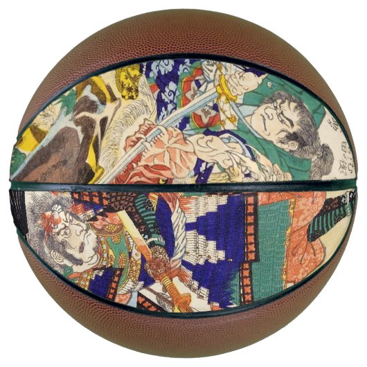 Portret van oosterse japanese ukiyo-e samurai basketbal (Voorkant)