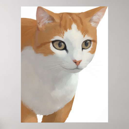 Portret van oranje en witte kat poster (Voorkant)