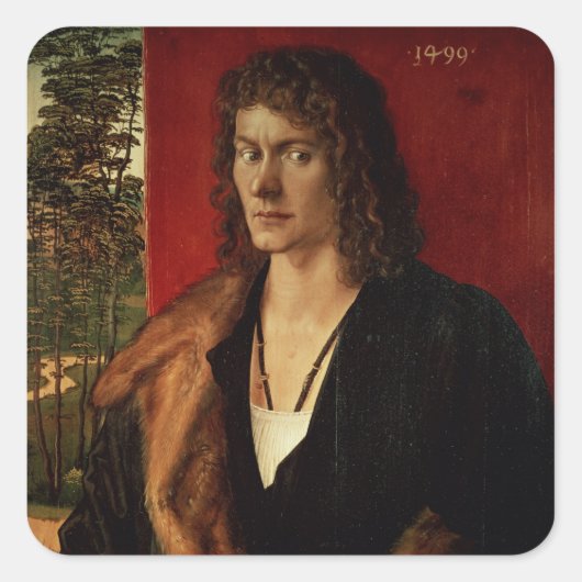 Portret van Oswolt Krel, 1499 Vierkante Sticker (Voorkant)