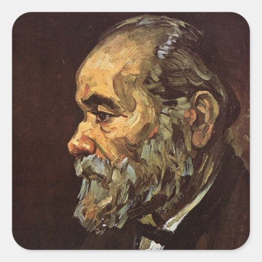 Portret van oud Man met baard door Vincent van Gog Vierkante Sticker (Voorkant)