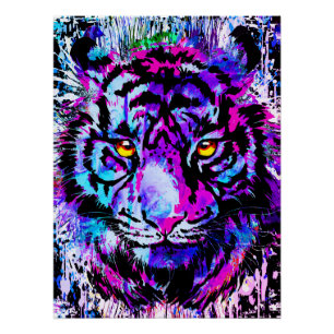 Portret van Paarse tijger - Tiger Poster afdrukken