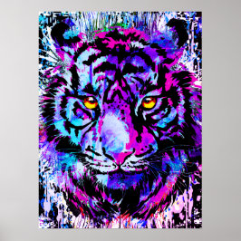 Portret van Paarse tijger - Tiger Poster afdrukken