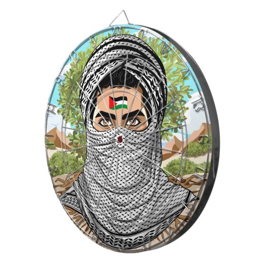 portret van palestijnse vrijheidsstrijder dartbord (Voorkant Rechts)