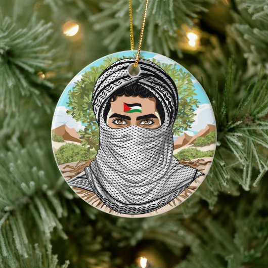 portret van palestijnse vrijheidsstrijder keramisch ornament (Boom)