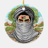 portret van palestijnse vrijheidsstrijder keramisch ornament (Achterkant)