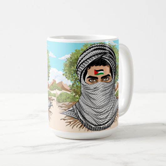 portret van palestijnse vrijheidsstrijder koffiemok (Voorkant rechts)