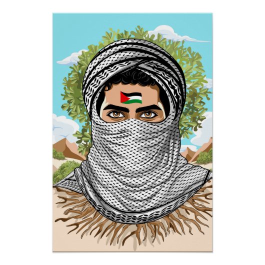 portret van palestijnse vrijheidsstrijder perfect poster (Voorkant)