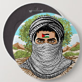 portret van palestijnse vrijheidsstrijder ronde button 6,0 cm (Voorkant /achterkant)