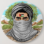 portret van palestijnse vrijheidsstrijder ronde button 6,0 cm (Voorkant)