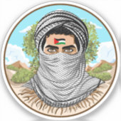 portret van palestijnse vrijheidsstrijder sticker (Voorkant)