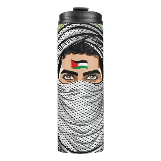portret van palestijnse vrijheidsstrijder thermosbeker (Voorkant)