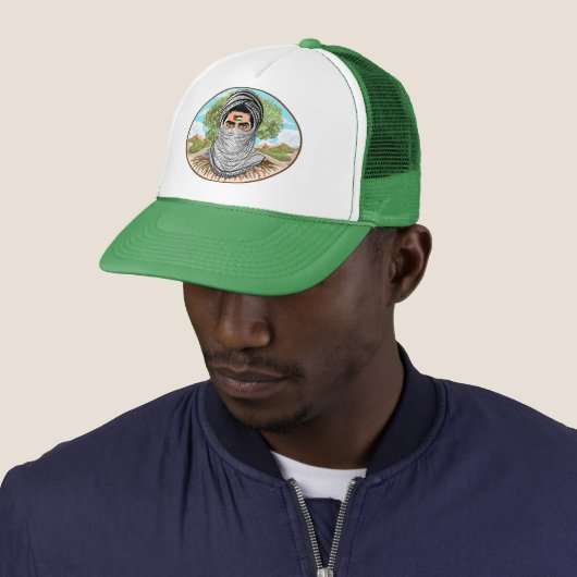 portret van palestijnse vrijheidsstrijder trucker pet (In situ)