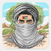 portret van palestijnse vrijheidsstrijder vierkante sticker (Voorkant)
