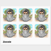 portret van palestijnse vrijheidsstrijder vierkante sticker (Vel)