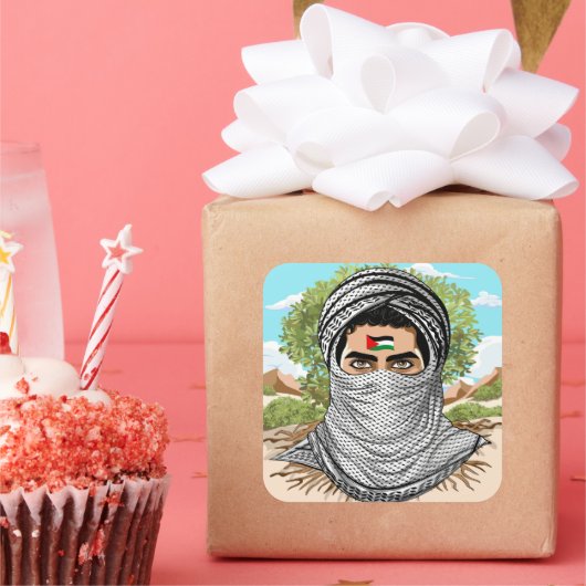 portret van palestijnse vrijheidsstrijder vierkante sticker (Feest)
