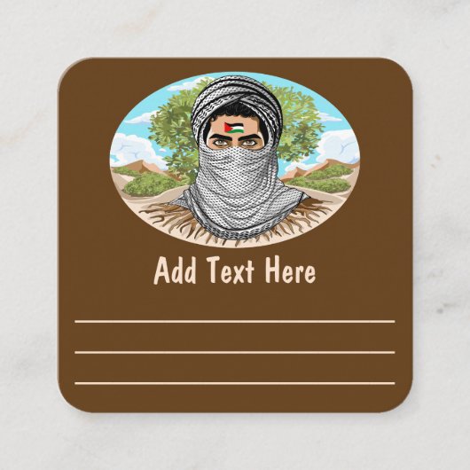 portret van palestijnse vrijheidsstrijder vierkante visitekaartje (Voorkant)