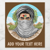 portret van palestijnse vrijheidsstrijder wijn etiket (Enkel label)