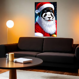 Portret van Panda Santa Claus | AI Art Poster