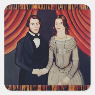 Portret van pasgetrouwden vierkante sticker