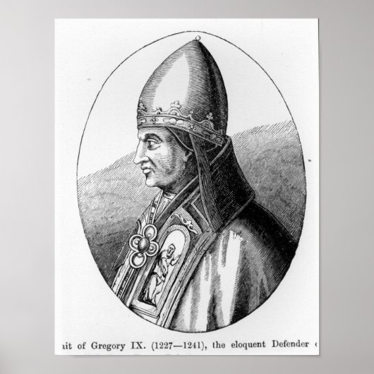 Portret van Paus Gregory IX Poster (Voorkant)