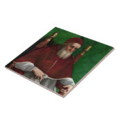 Portret van Paus Julius II (door Rafaël) Tegeltje (Zijkant)