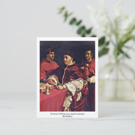 Portret van paus Leo X en kardinalen van Raffael Briefkaart (Staand voorkant)