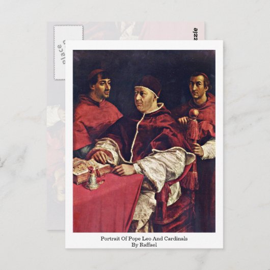 Portret van paus Leo X en kardinalen van Raffael Briefkaart (Voorkant / Achterkant)