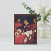 Portret van paus Leo X met zijn neven van Raffael Briefkaart (Staand voorkant)
