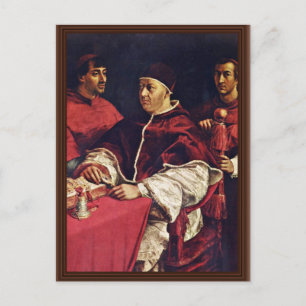 Portret van paus Leo X met zijn neven van Raffael Briefkaart