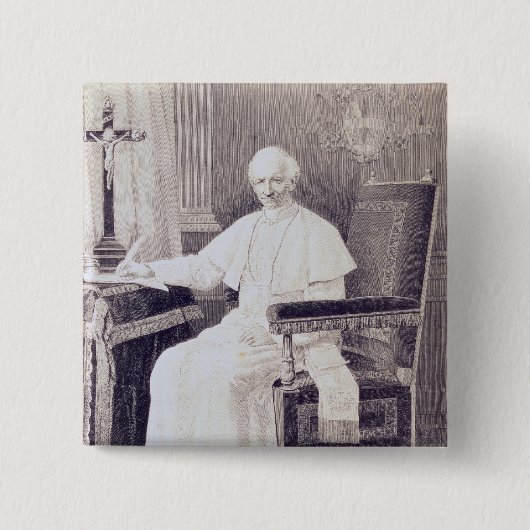 Portret van paus Leo XIII Vierkante Button 5,1 Cm (Voorkant)