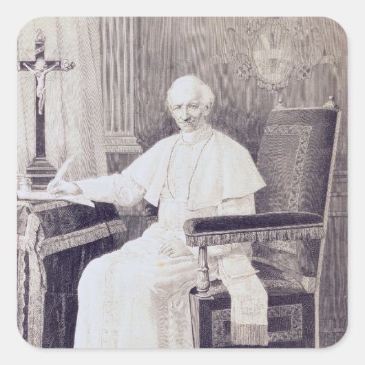 Portret van paus Leo XIII Vierkante Sticker (Voorkant)