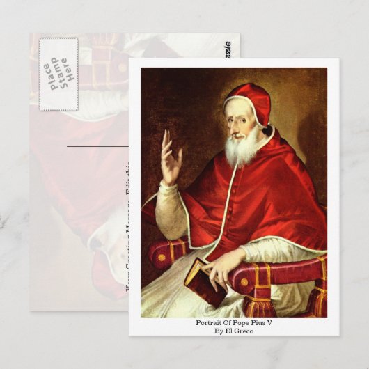 Portret van paus Pius V. door El Greco Briefkaart (Voorkant / Achterkant)
