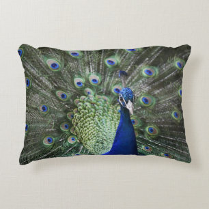 Portret van Peacock met veren uit Decoratief Kussen