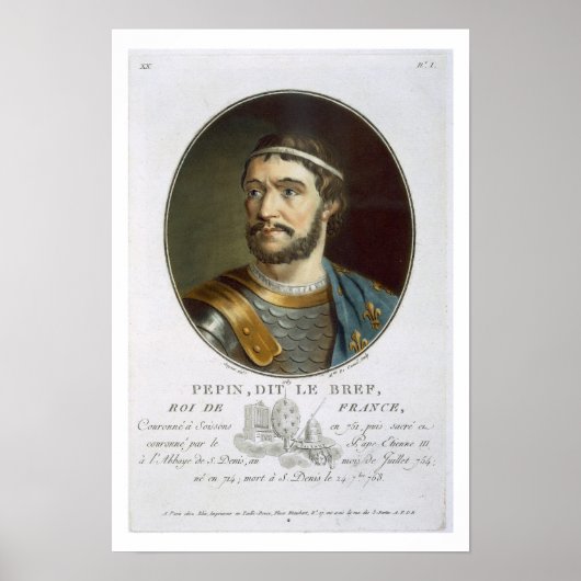 Portret van Pepin, "Le Bref", koning Franc Poster (Voorkant)